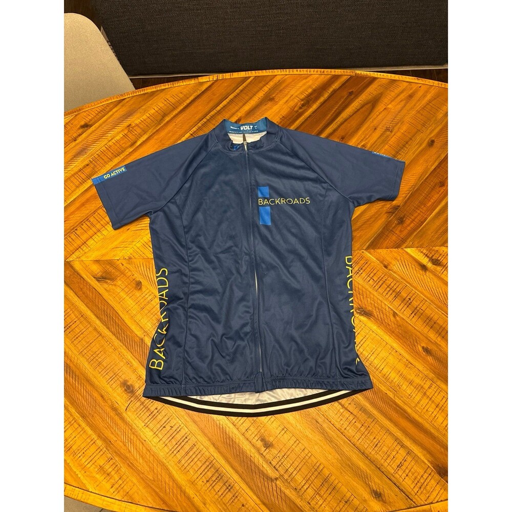 Backroads Volt Cycling Jersey Women’s L Navy Yellow Road Bike Performance